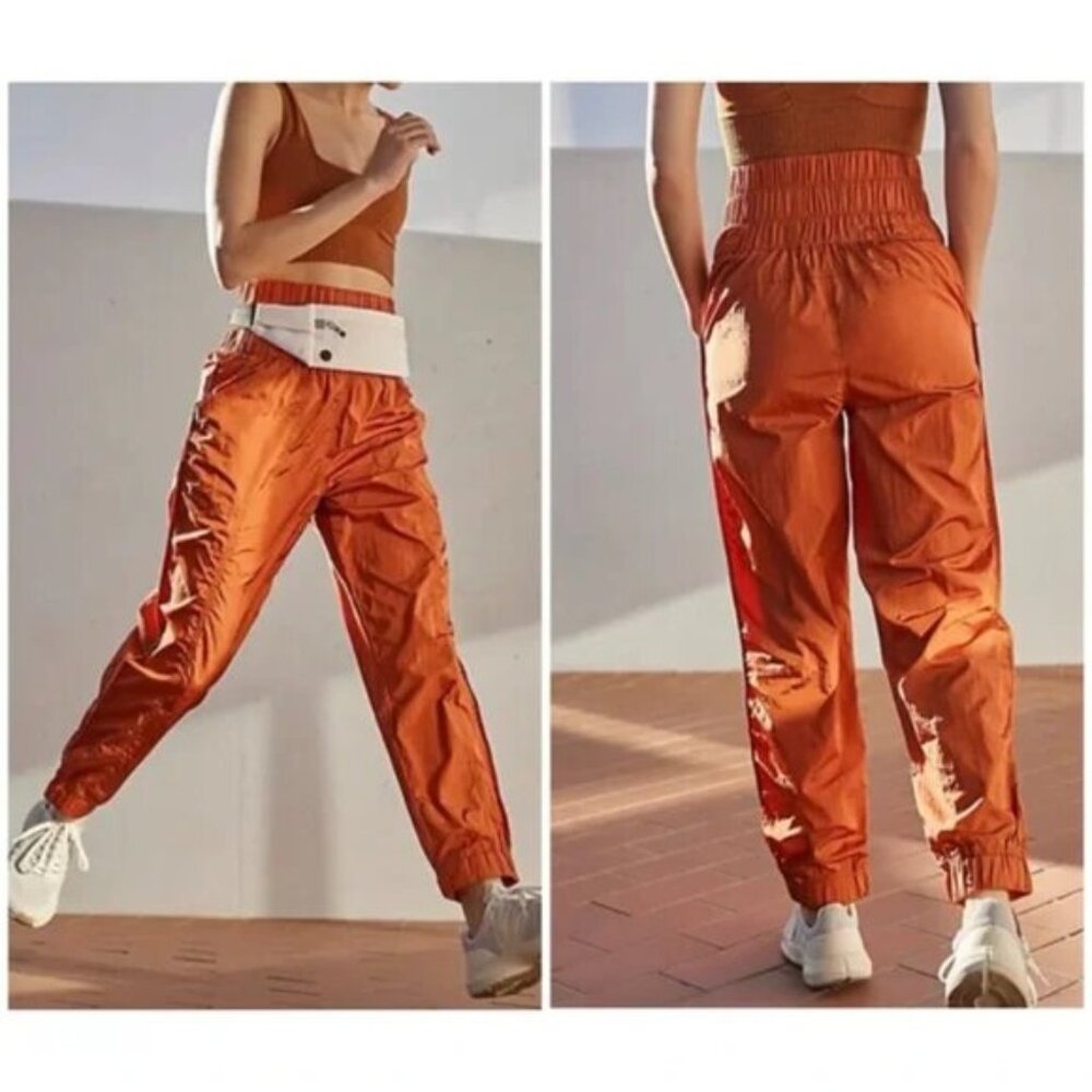 Free People Movement The Way Home Nylon Joggers Rust Orange size S Gorpcore